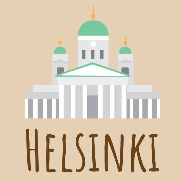 flaches stilsymbol von helsinki, finnland - kathedrale. wahrzeichen-symbol für reisende. vektor-illustration - helsinki stock-grafiken, -clipart, -cartoons und -symbole