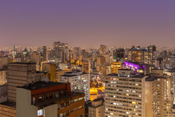 istock downtown Sao Paulo at dusk, seen from above, Brazil 1283684628