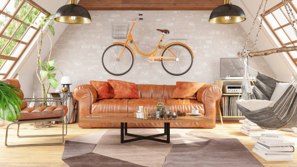 istock Loft Living Room with Bicycle 1283685575