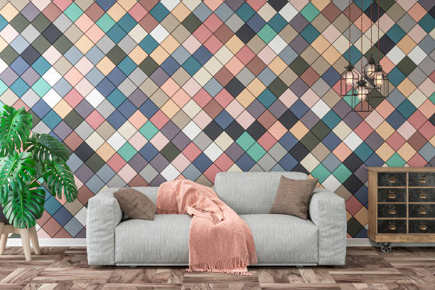 istock Modern living room with gray sofa, chair, table and decoration 1283686035