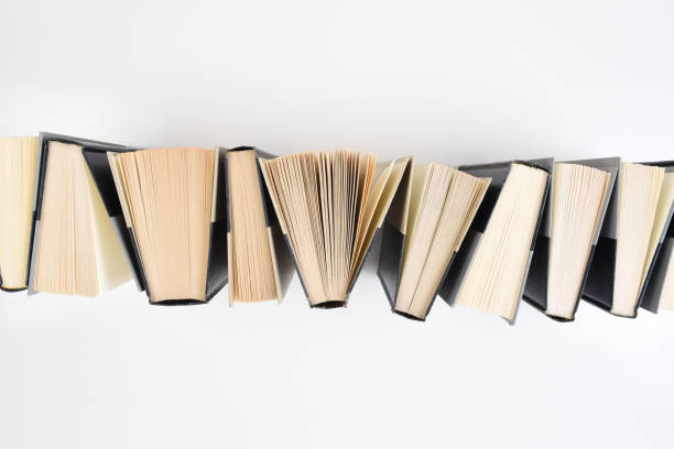 istock High angle image of a row of books standing on end on a white background 1283687148
