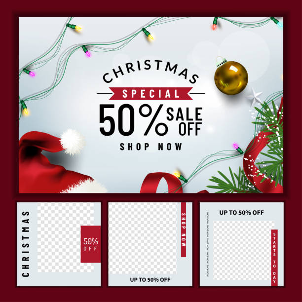 istock Christmas social media promote,promotion post templates.post square frame for social media set. 1283687953