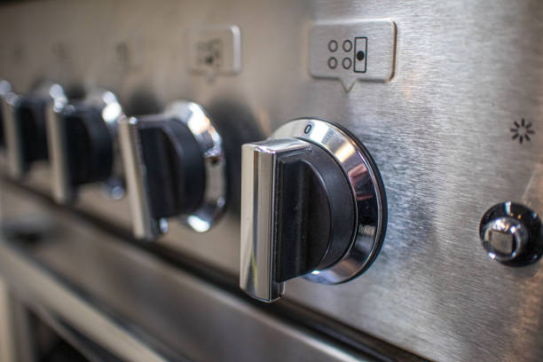 istock Gas cooker hob/plate stainless steel controller 1283688463