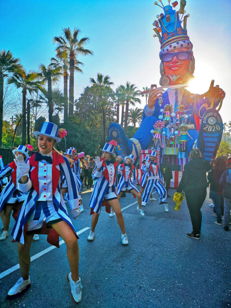 Nice Carnival Nice, Cote d'Azur, France - February 23, 2020: Nice Carnival (Carnaval de Nice). This years theme is "King of Fashion" - colourful parade n11 stock pictures, royalty-free photos & images