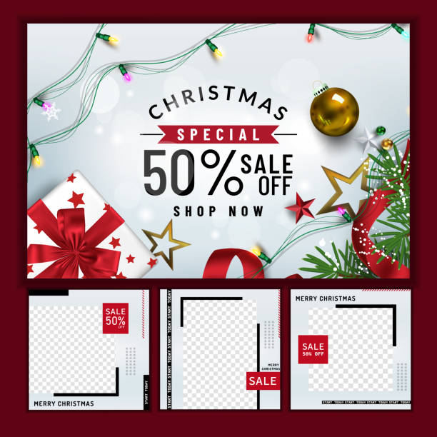istock Christmas social media promote,promotion post templates.post square frame for social media set. 1283688866