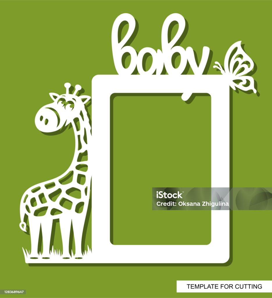 Khung Ảnh Của Trẻ Em Với Một Con Hươu Cao Cổ Ngộ Nghĩnh Một Con ...