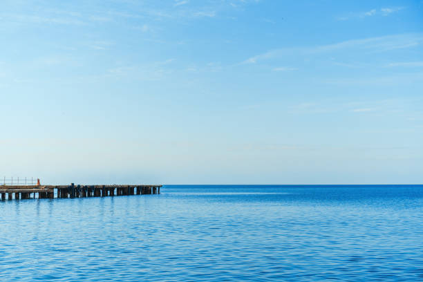 istock Long pier on the sea with no people 1283692186