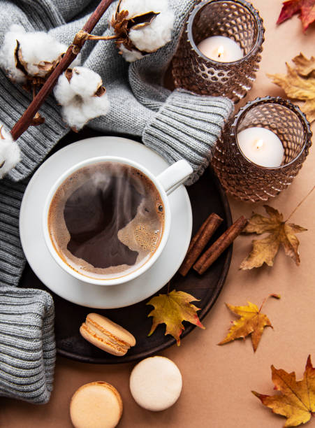 istock Beautiful and romantic autumn composition with  cup of coffee 1283694189