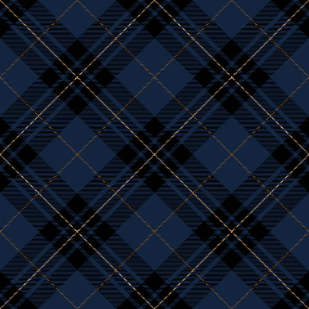 ilustrações de stock, clip art, desenhos animados e ícones de blue and black scottish tartan plaid textile pattern - wallpaper pattern pattern diamond shaped checked