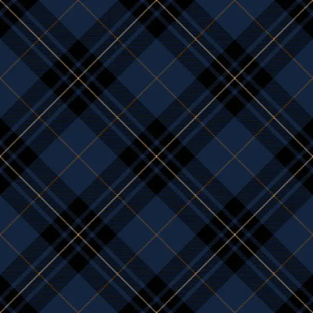 Vector illustration of Blue And Black Scottish Tartan Plaid Textile Pattern