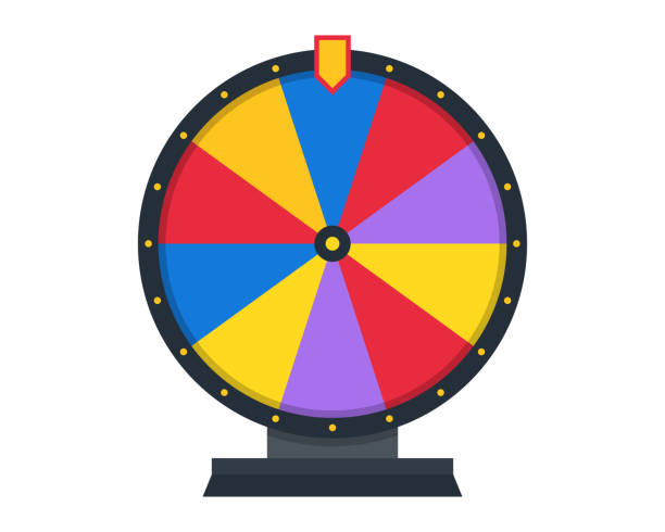 Wheel of fortune. Illustration for gambling, lottery, betting concept. Flat style. Wheel of fortune. Illustration for gambling, lottery, betting concept. Flat style. spinning stock illustrations