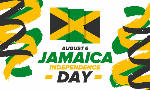 illustrazioni stock, clip art, cartoni animati e icone di tendenza di giorno dell'indipendenza della giamaica. indipendenza della giamaica. festa, celebrata annualmente il 6 agosto. bandiera giamaicana. elemento patriottico. poster, biglietto d'auguri, striscione e sfondo. illustrazione vettoriale - jamaica