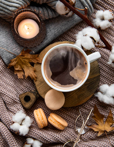 istock Beautiful and romantic autumn composition with  cup of coffee 1283695335
