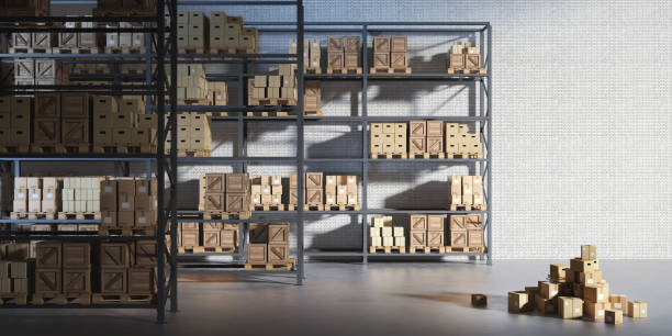 istock 3d rendering interior of industrial delivery storehouse. 1283698769