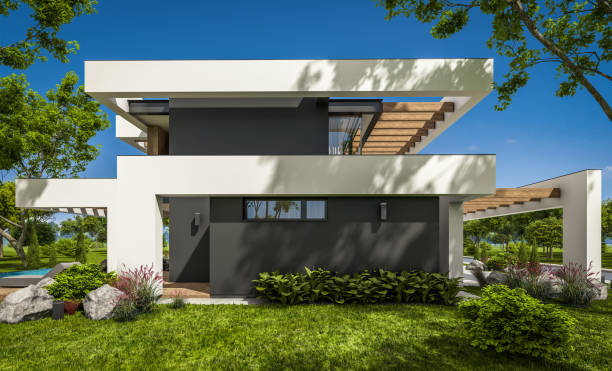 istock 3d rendering of modern house in luxurious style 1283699982