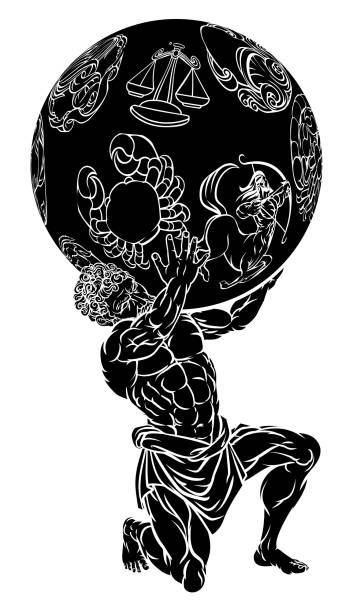 illustrazioni stock, clip art, cartoni animati e icone di tendenza di atlas titan strength mitologia greca - spherical joint