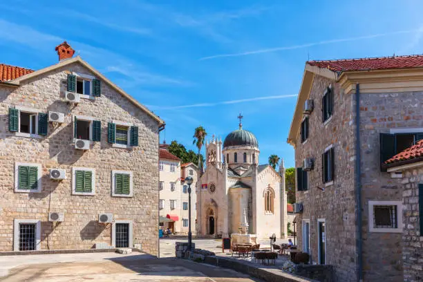 The old town of Herceg Novi not far from Church of St. Jerome, Montenegro.