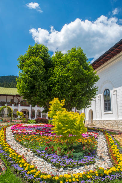 istock Flower bed at Agapia monastery 1283706535