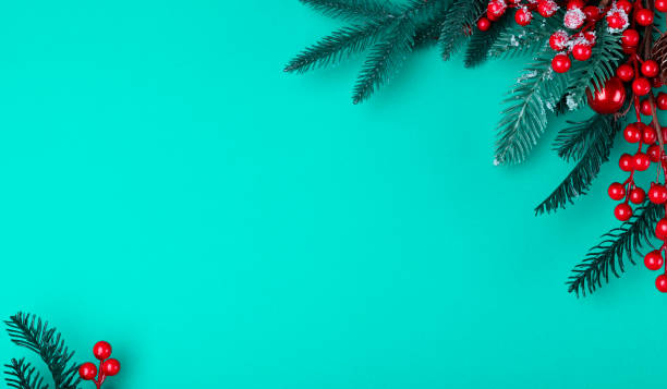 istock Christmas ornament on the red background. Top view with copy space for your text. 1283707167