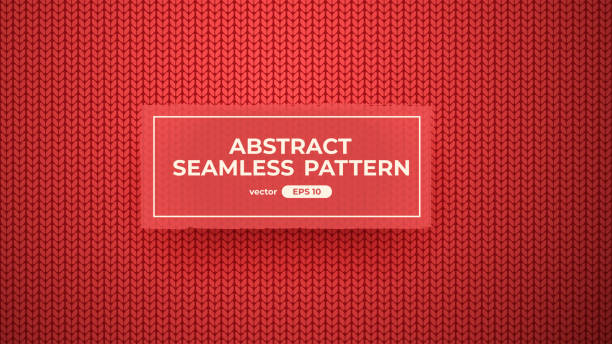 Seamless knit pattern. Red color. Vector illustration. Realistic knitted woolen cloth texture. Christmas sweater. New Year background. Winter Holiday. Flat style.