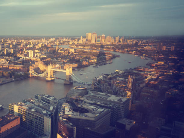 London aerial view with Tower Bridge, UK