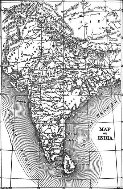istock Antique illustration - India - map of India 1283709175