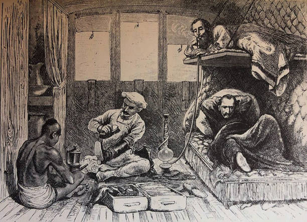 illustrations, cliparts, dessins animés et icônes de illustration antique - inde - voyager en train - le personnel domestique nettoyant des bottes et faisant le thé - tobacco wagon