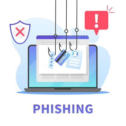 Internet phishing, stealing credit card data, account password and user id. Concept of hacking personal information via internet browser or mail. Internet securuty awareness.