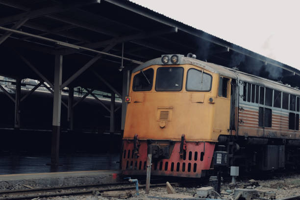 istock Old trains use diesel engines in Thailand. 1283709953