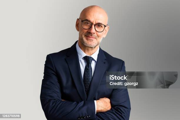 Executive Businessman Studio Portrait Stock Photo - Download Image Now - Businessman, Portrait, Men