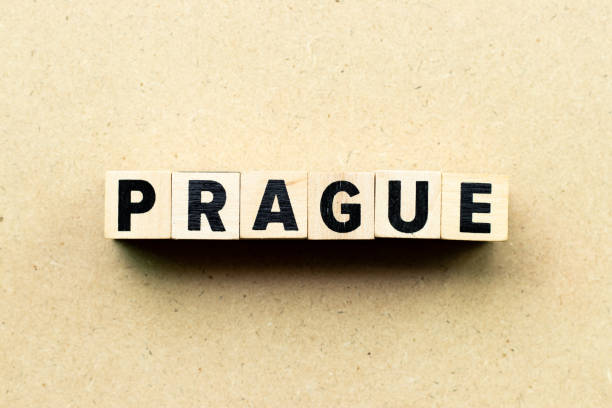istock Letter block in word Prague on wood background 1283710677