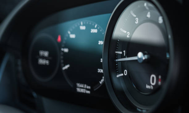 istock Rev Counter Tachometer Instrument in Modern Car 1283711882