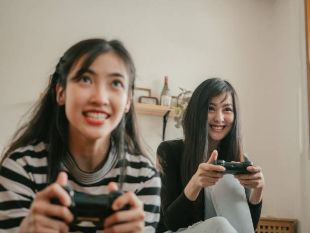 istock Family playing video games on weekend. 1283713405