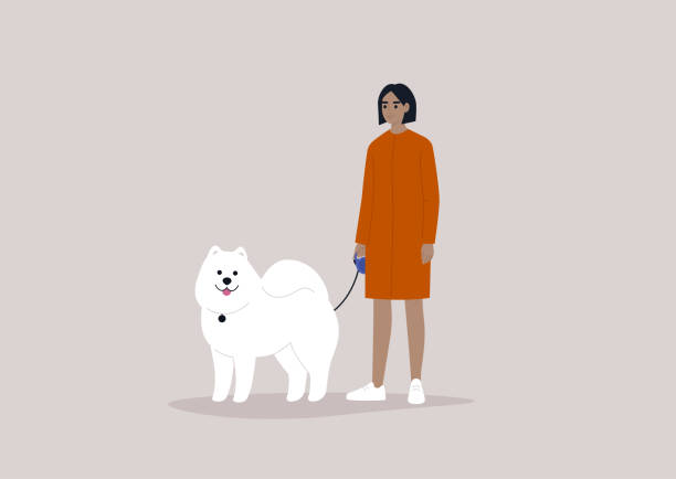 fluffy puppy walking