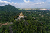 istock Kep Cambodia, Wat Samathi Pagoda Stupa in Krong Kaeb Asia Aerial Drone Photo 1283718051