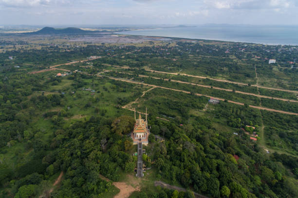 Kep Cambodia, Wat Samathi Pagoda Stupa in Krong Kaeb Asia Aerial Drone Photo Kep Cambodia, Wat Samathi Pagoda Stupa in Krong Kaeb Asia Aerial Drone Photo view kep stock pictures, royalty-free photos & images