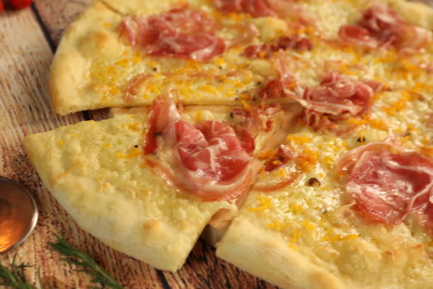 istock Italian pizza with bacon topping 1283718277