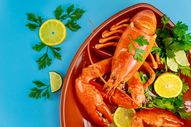 istock Boiled crab with lemon and parsley on plate. 1283722696