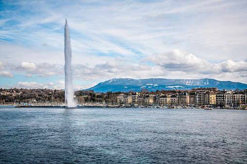 Jet d'Eau On Lake Geneva In Geneva, Switzerland