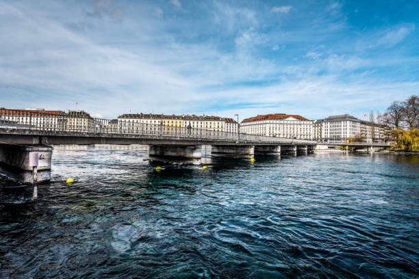 istock Bridge On Rhone River In Geneva, Switzerland 1283723075