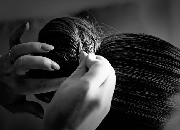 Hairdresser doing collected to client, beauty and fashion