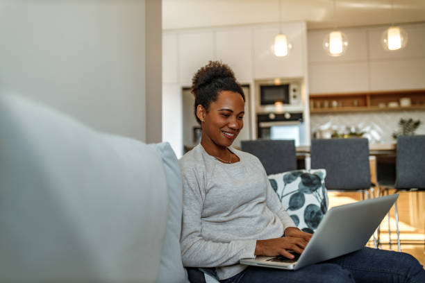 istock Woman enjoying at home, kitchen in the background. 1283729165
