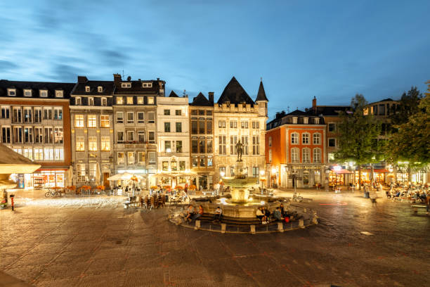 istock illuminated market square of Aachen at blue hour 1283732637