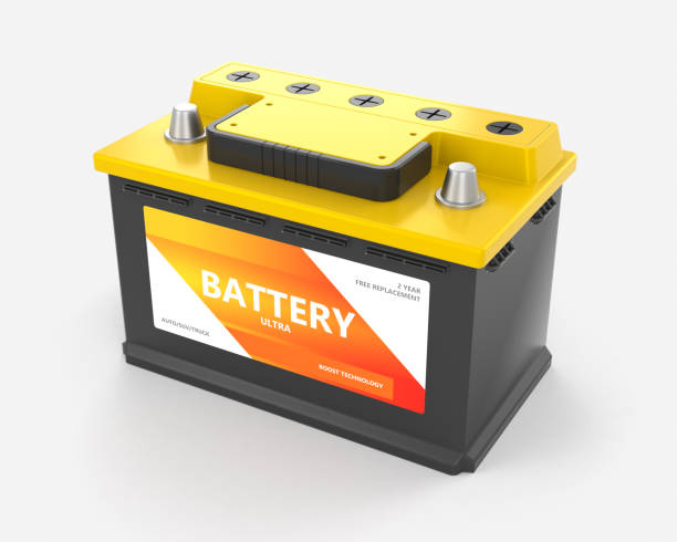 car battery on a white background - car battery imagens e fotografias de stock