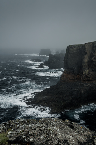 Eshaness cliffs on an autumn day on the west coast of Northmavine on the island of Mainland, Shetland.