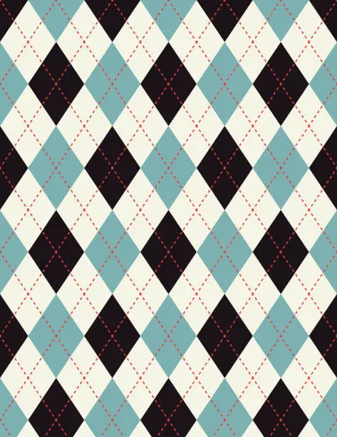 Vector illustration of Retro Argyle Background In Holiday Colors