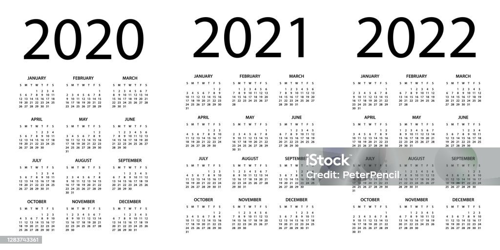 Lịch 2020 2021 2022 Minh Họa Bố Cục Symple Tuần Bắt Đầu Vào Chủ Nhật Bộ  Lịch Cho Năm 2020 2021 2022 Hình Minh Họa Sẵn Có - Tải Xuống Hình Ảnh Ngay  Bây Giờ - Istock