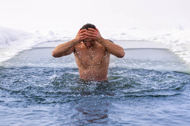 istock A man who emerged from an ice hole 1283744395