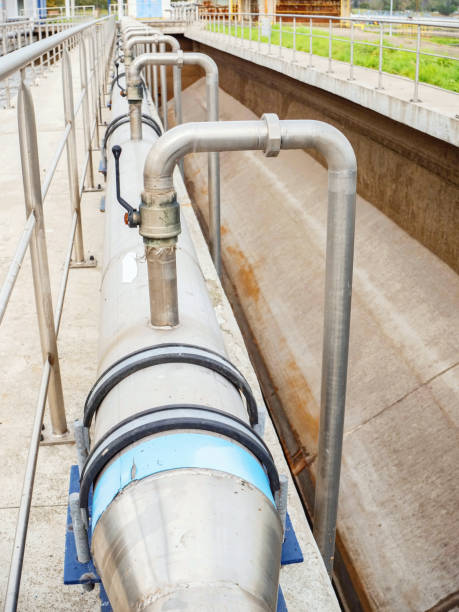 istock Stainless piping for high press air, wastewater tank 1283744810