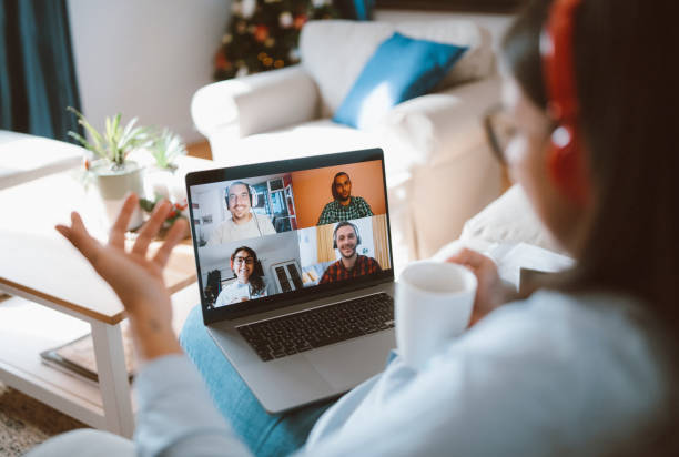 istock Woman having video conference at home. 1283748089